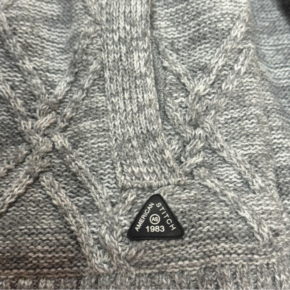 American Stitch Gray Cable Knit Full-Zip Sweater Fleece Lined Jacket Size S - Picture 9 of 10